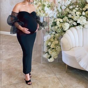 Champagne colored Maternity gown for photo shoot or baby shower